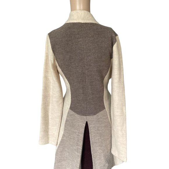 Rosie Neira Denisse 100% Wool Neutral Colorblock Size S Cardigan - Picture 3 of 12